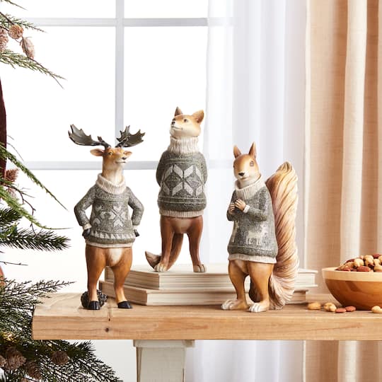 Winter Animals with Sweater Figurine Set
